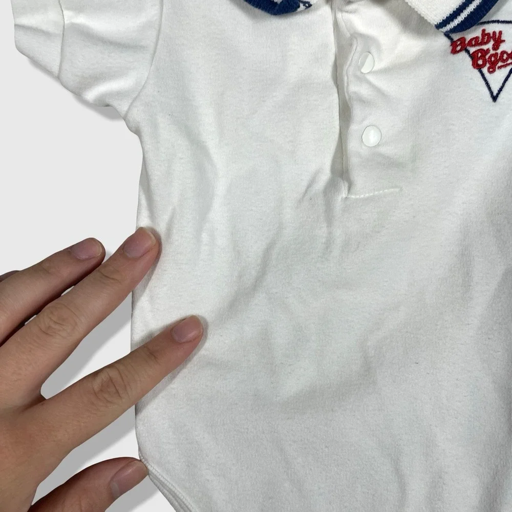 Baby B'gosh Polo Bodysuit Baby 3-6 Months White‎ Vintage Prep Preppy Casual